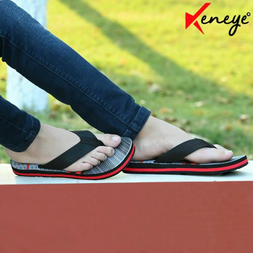 Keneye Extra Soft & Comfortable Daily Use Black Red Flip Flop Slipper For Men's