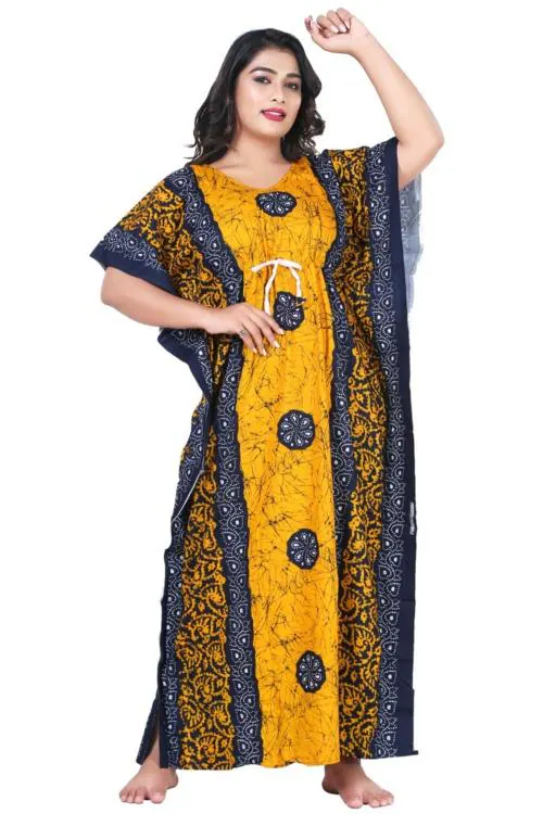 Buy Fabimi Women Cotton Kaftan Nighty( Blue) Online at Best Prices in