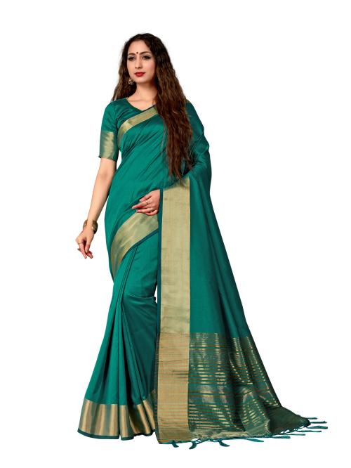 Utsav Silk Teal Colour Woven Design Saree for women