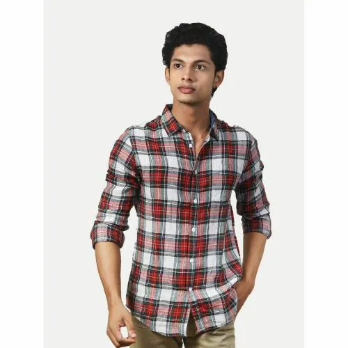 Rad Prix Men Red Checked Regular Fit Casual cotton Shirt