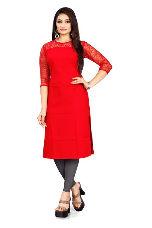 BHAGYASHRAY Attractive Women Crepe net kurti Fancy 3/4th Sleeves (45