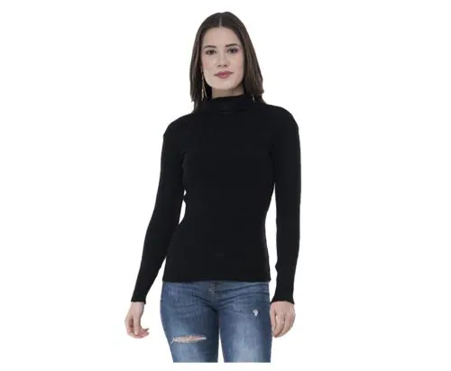 IndiWeaves Women Woollen Warm Full Sleeves High Neck Skivvy (Pack of 1) Black