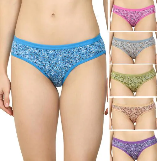 Aamarsh -Women Cotton Silk Hipster Multicolor Panties Combo -100% Cotton ( Pack of 6 ) ( Color : Blue,Pink,Grey,Purple,Yellow,Green ) ( Pattern : Solid )