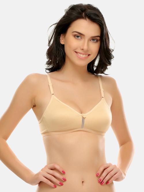 Clovia Beige Solid Cotton Everyday Bra