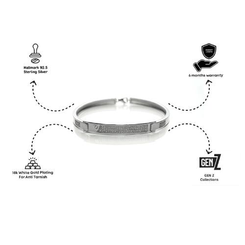 Versavia Stylish 1.925 Sterling Formo Minimalist Silver Bracele | Anti Tarnish 2.18k White Gold Plating Bracele | Perfetc Gift For Man 6.5 CM