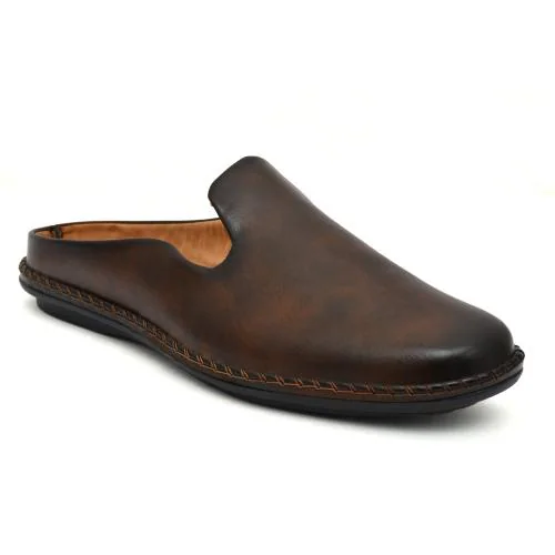 New Latest Mens Back Open Loafers Casual Shoes Brown