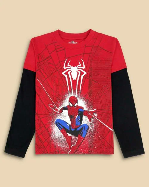 Kidsville Boys Spider-Man No Way Home Printed Red Tshirt