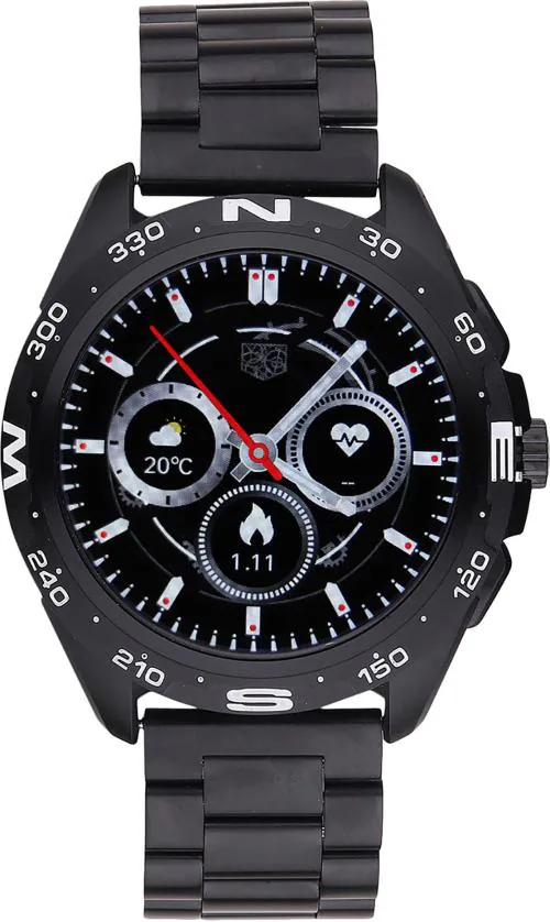 Minix Prime MXT-FW26-Prime-Black Steel 1.32 inch Round Dial Super-Amoled Screen and, IP68 Rating Black Strap Circle Smartwatch for Men and Women