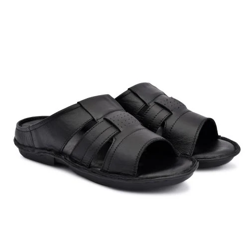 Accentor Genuine Leather Sandal / Slipper For MenBlackUK 10