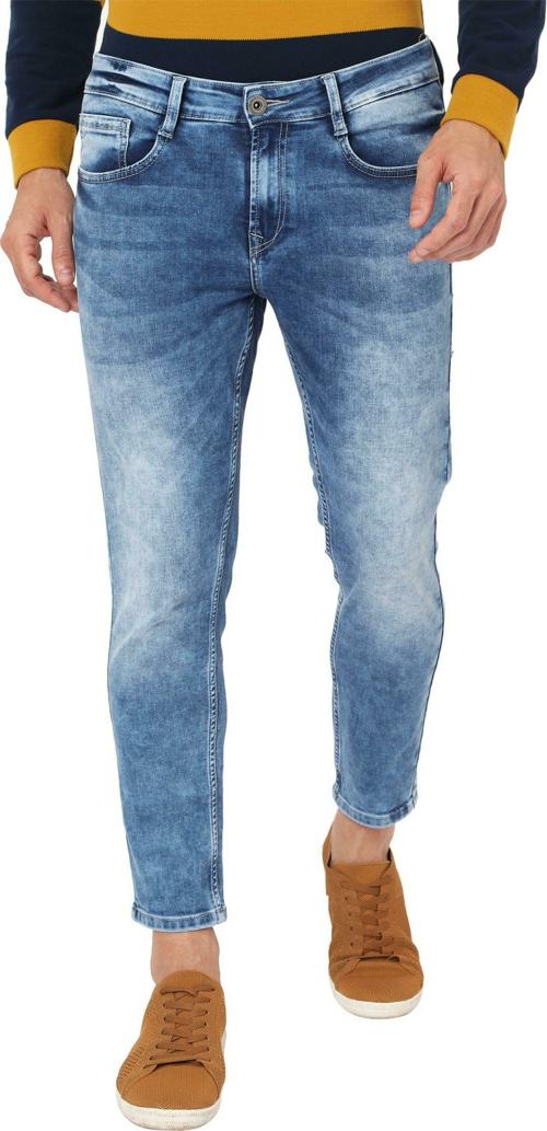 Mufti STRETCH ANKLE LENGTH 5 POCKET JEANS IN BLUE MIDWASH