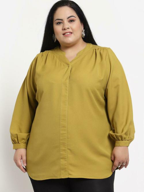 plusS Women Yellow Solid Top