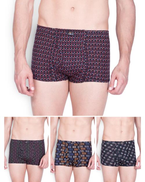 Lux Cozi Bigshot Semi Long Printed Trunks for men, Pack of 4