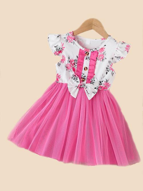Netra Creation Baby Girl Midi/Knee Length Party Dress Half Sleeve Infant Casual Baby Girls Clothing Dress (Pink)