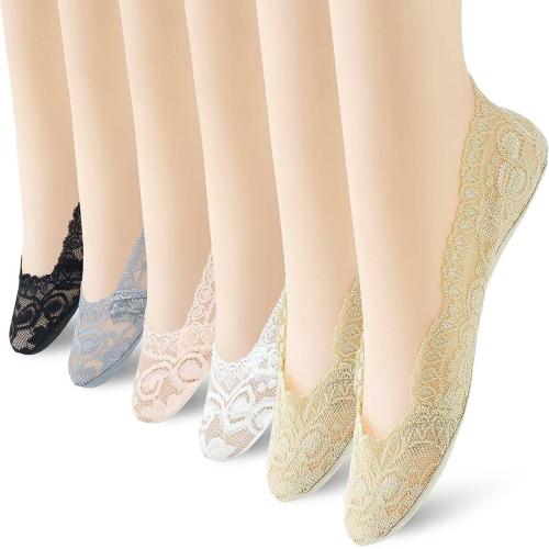 The beged 6 Pairs No Show Socks Lace Women No Show Liner Socks Womens No Show Socks Thin Low Cut Casual Socks Non Slip