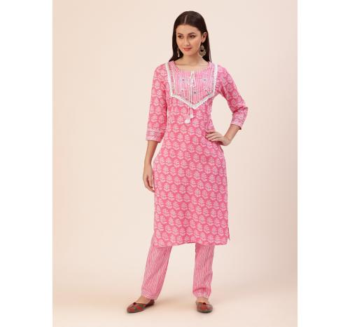 Soovi Women's Light Pink Kurta with Pajama