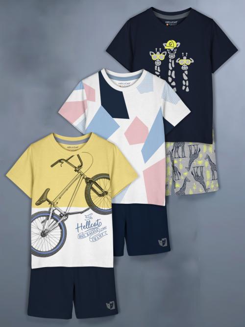 HELLCAT Girls Western Wear Clothing Set with Top & Shorts - Pack 3