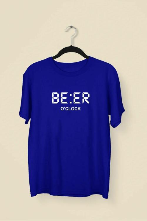 Wild Punk Beer o'Clock 100% Cotton Unisex Premium Printed Tshirt (Royal Blue)