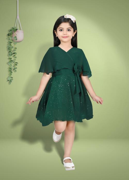 BARKAT DESIGNING PLANET Girls Midi/Knee Length Party Dress (Green, Cap Sleeve)
