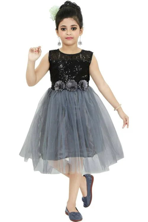 Carrydreams Girls Black Embroidered Net Dress JioMart