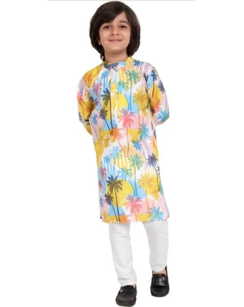 DigiMart Boys Casual Kurta and Pyjama Set  (Yellow Pack of 1)