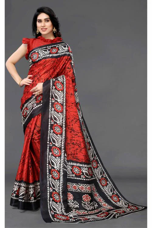 SAREYA VEELA Daily Wear Women Maroon Cotton Silk Sarees