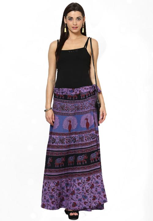 JABAMA Printed Cotton Mid Rise Skirt for Women - JioMart
