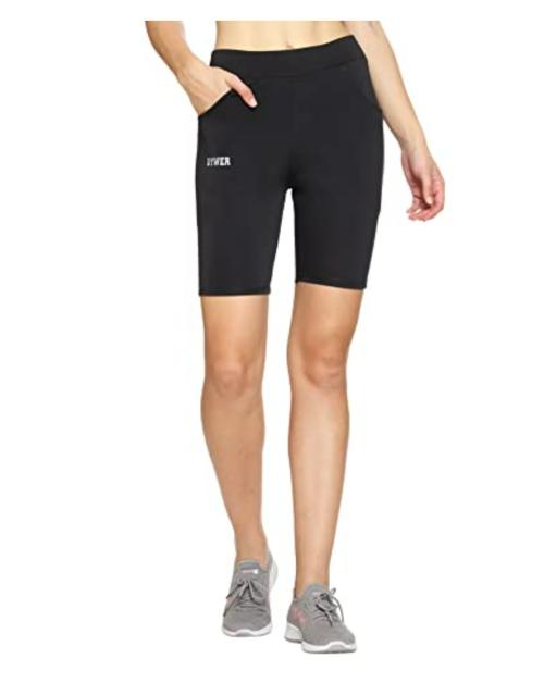 Buy DYWER Women Black Polyester Gym Shorts (M) Online at Best Prices in