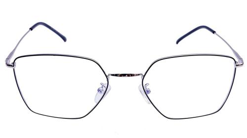 Soigne Unisex Large Pentagon Spectacle Frame. Silver And Black Color