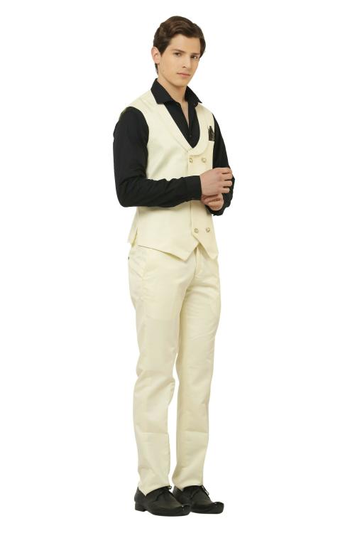 REFULGENT Premium Men Cream Suit Jacket With Trouser U Gala (White)
