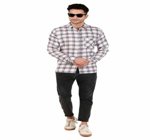 STITCHCRAFT STYLE Check Shirt for Men Full Sleeves Formal Check Shirts Big Checks Shirts for Men Office Wear Plaid Checkered Shirt Casual Office Wear (White)