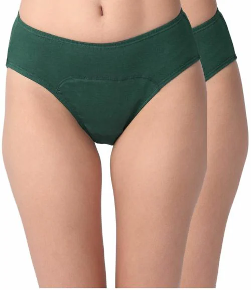 Adira | Womens Period Underwear | Hipster Fit | Reusable | Leakproof Panty For Periods | For School, Travel & Work | Medium Flow | Use With Pad | Plus Size | Pack Of 2 | Green | 8XL
