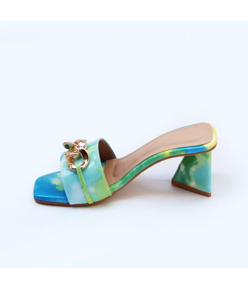 Aasheez Blue Block Heel Sandals
