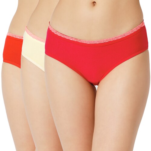 Mesua Ferrea Women's Cotton Lycra Regular Hipster Panty (Pack of 3)- Multicolor-PYR