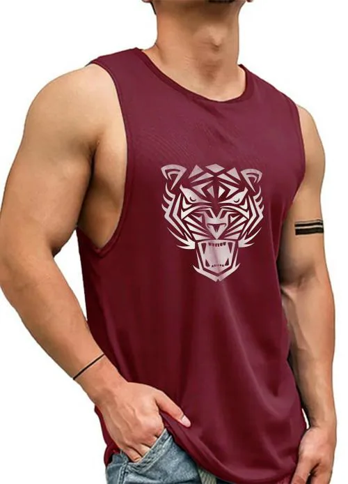 Ausk Men Printed Maroon Vest Pack Of 1