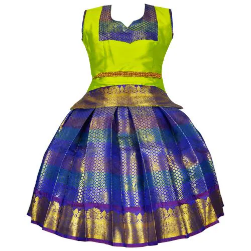 AMIRTHA FASHION Girls Traditional Cotton Silk Pattu Pavadai Lehenga Choli Set