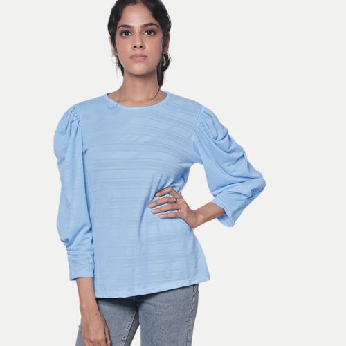 Rad Prix Women Light Blue Full Sleeve Top