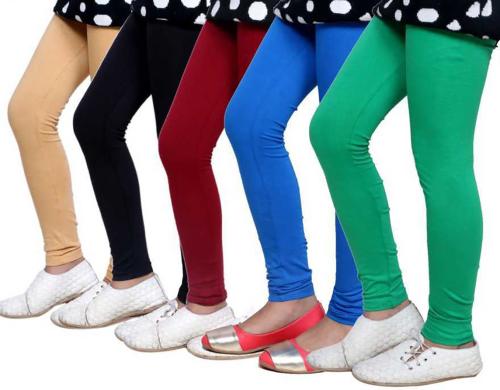 Tik Tok Wears Girls Multicolor Solid Cotton Blend Pack of 5 Leggings