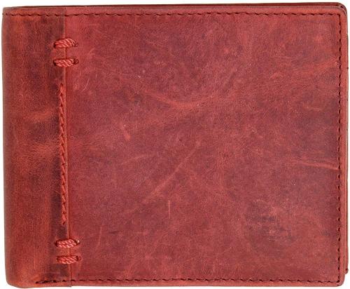 Ree Cope Red Genuine Leather 9 Card Slots Men RFID Wallet