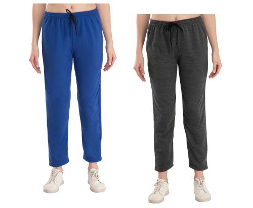 IndiWeaves Women Solid Fleece Warm Lower Trackpants for Winter Wear (Pack of 2) Multicolor