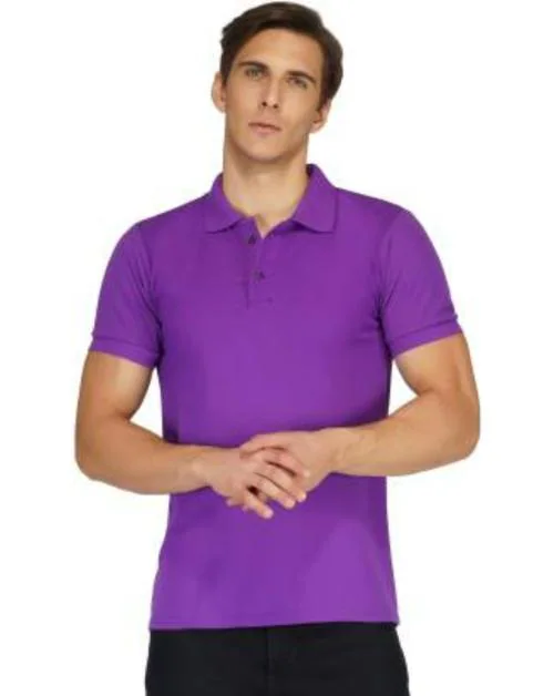 DIVRA CLOTHING Men Purple Solid Cotton Blend Regular Fit T-Shirt - (S)