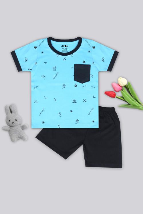 Buy 3BROS Baby Boy & Baby Girl Half Sleeve TShirt With Shorts FIROJI (1218 MONTH) Online at