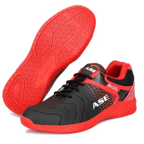 ASE 2.0 Red Non Marking rubber Sole Badminton Shoes|Ideal for Badminton, Table Tennis, Volleyball