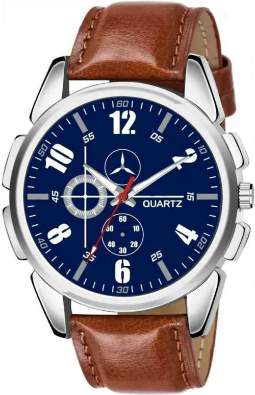 Bolun Analog Blue Dial Brown Strap Watch For Men