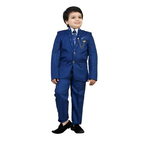 BT Dezines Kids 5-Piece Coat Pant Suit Set For Boys (3-4 years, Royal Blue)
