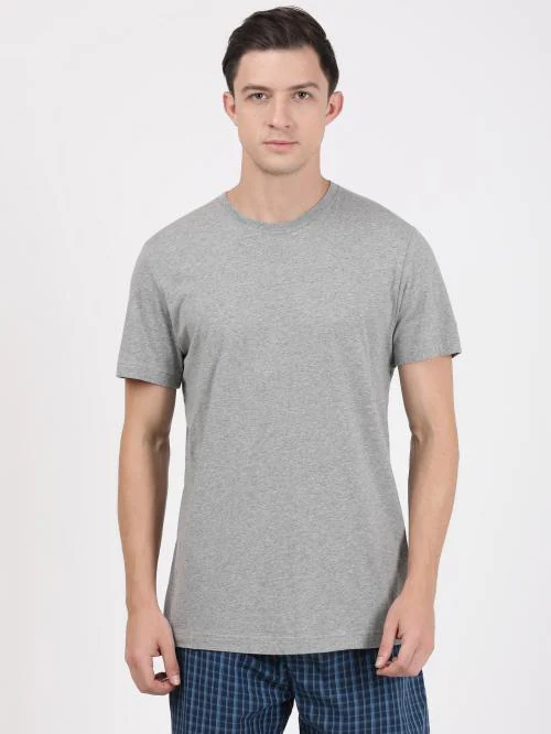 Jockey MC06 Men's Grey Solid Cotton Short Sleeve Vest