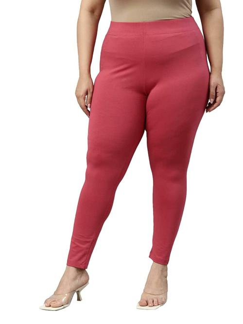 Go Colors Women Pink Solid Stretch Leggings