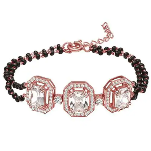 GIVA Sterling Silver Rose Gold Mangalsutra Bracelet For Women