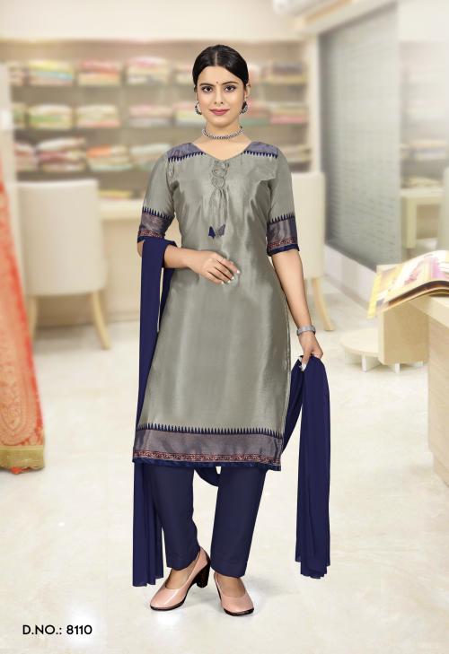 Uniform Unicorn Womens Silk Salwar Suit Dress Material Light Grey
