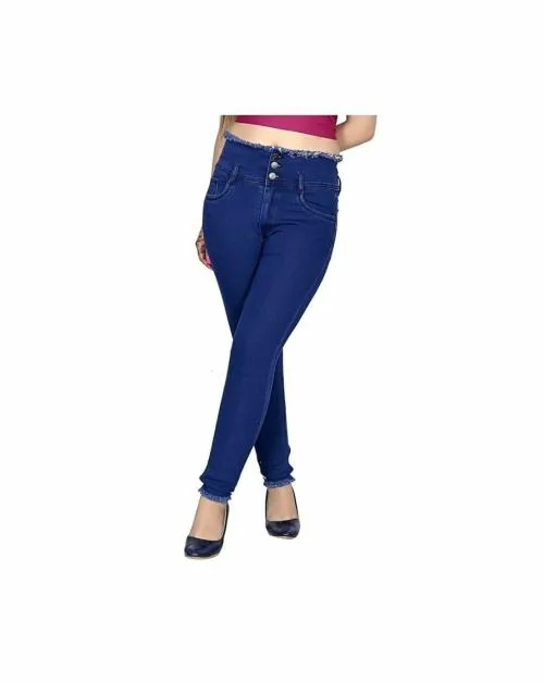 Navy Blue 3 Button Women Jeans