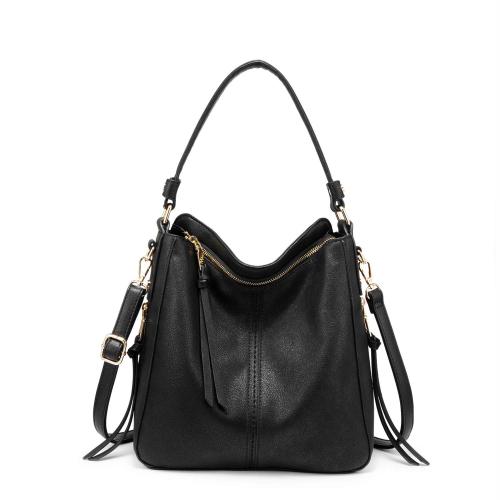 Zibuyu Tote Handbag For Women, Girls Stylish Fashion Faux Leather Tote Shoulder Bag Classic Solid Color Shoulder Tote Bag For Women & Girls Crossbody Bags For Girls & Women Gift - 1